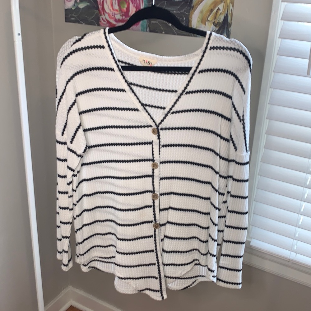Button up long sleeve striped top